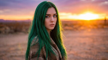 Fototapeta premium Captivating Portrait of a Woman at Sunset