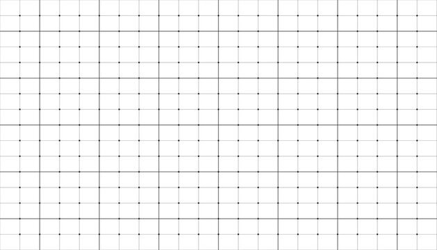 A professional vector illustration of a clean mathematical graph paper grid with dotted lines and solid squares isolated on transparent background for engineering design.