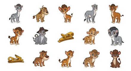 Naklejka premium Cartoon animal characters fill the image