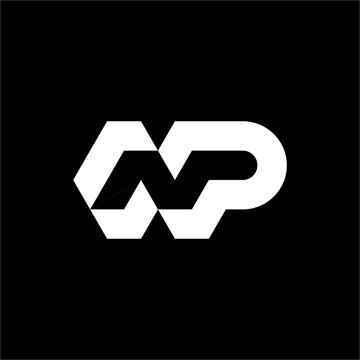 Futuristic geometric logo using negative space to carve a clear letter N inside a bold letter P.