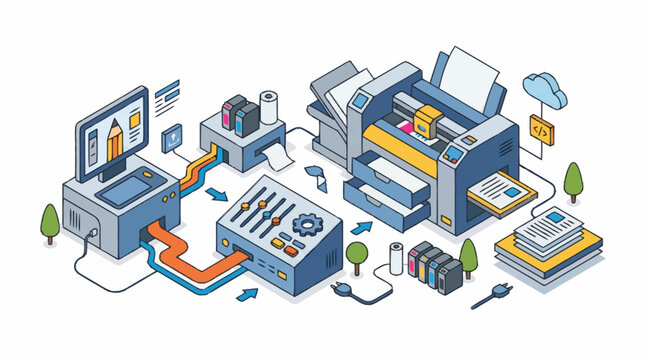 Digital Printing Process Technology Illustration.