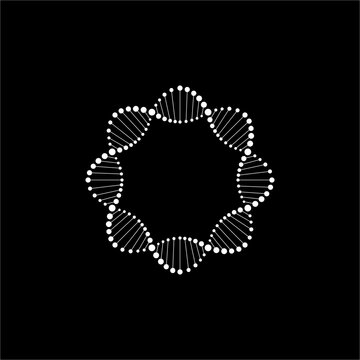 Futuristic geometric logo featuring a stylized, abstract double helix formed into a clean circle.