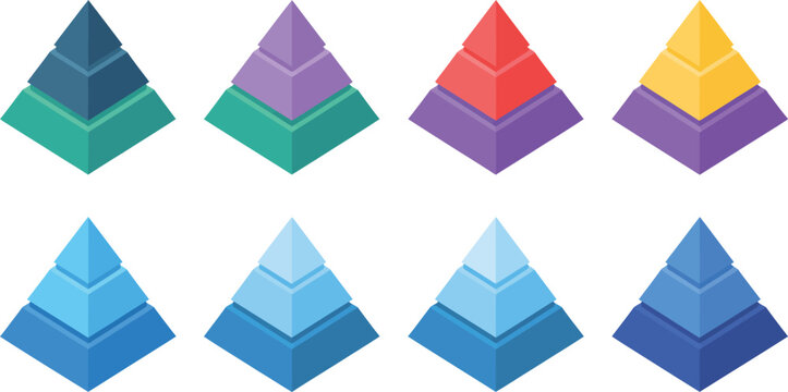Pyramid Levels Triangular Pyramid Chart Maslow Layer Diagram Development Level Infographic Business Graph Colorful Icon vector design