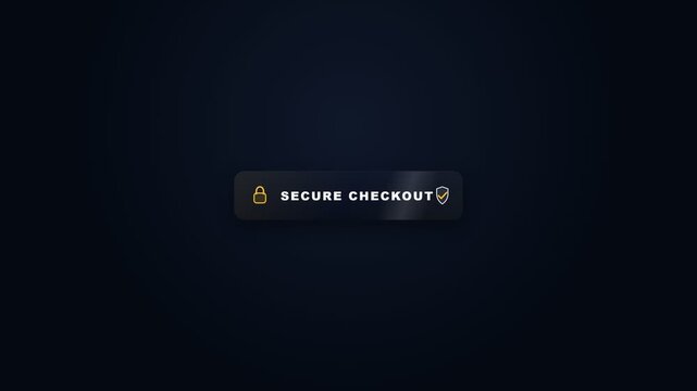 Secure Checkout Button Animation with Padlock and Shield Icons for Online Transactions. 4K