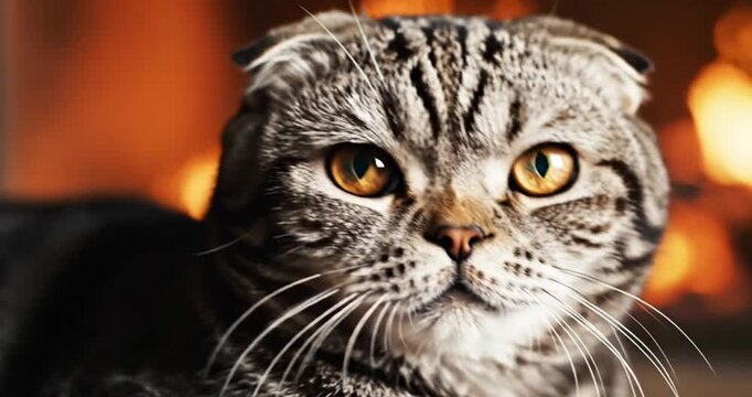 Scottish Fold Cat Looking Around.