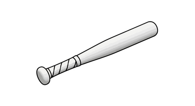 Classic white baseball bat on a plain background