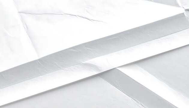 Abstract white paper texture with sharp folds and shadows, creating geometric shapes and light contrast