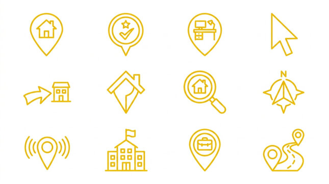 Collection of Minimalist Location and Real Estate Icons