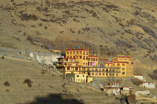 Spiti Valley Landscape Featuring Kaza Kibber Langza and Key Monastery in Himachal Pradesh