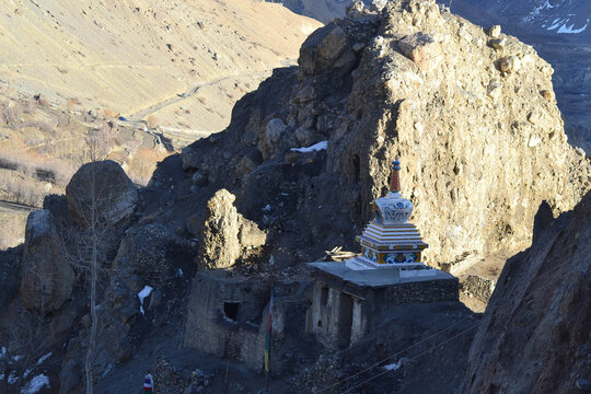 Spiti Valley Landscape Featuring Kaza Kibber Langza and Key Monastery in Himachal Pradesh