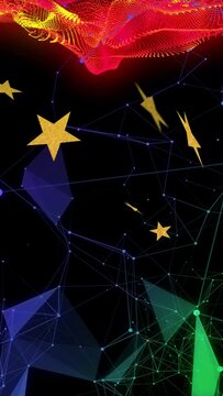 Vertical video: Gold stars emerging after node pulse, drifting through planes and showing nebula