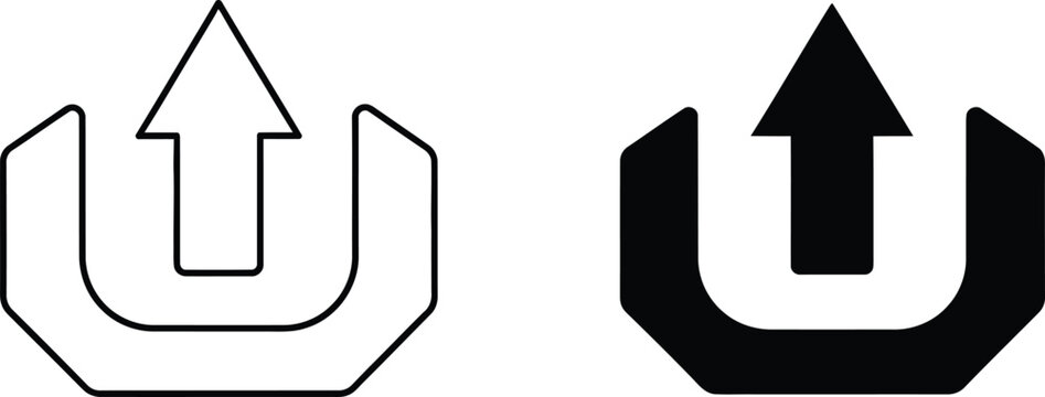 Eject button icon set outline and filled versions for user interface design