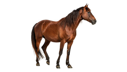Obraz premium Strong brown race horse running full length profile isolated on transparent background