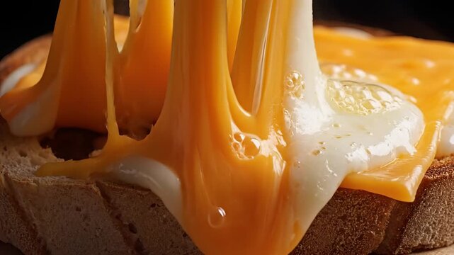 Delicious Melted Cheese Sandwich Closeup Macro Shot.