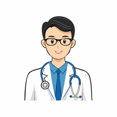 Fototapeta premium Cartoon Doctor with Stethoscope and Glasses