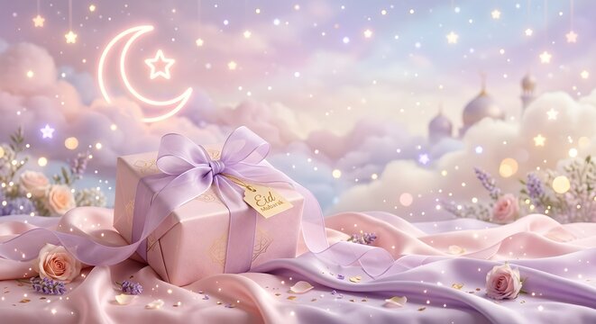 Dreamy Pastel Eid Gift Box with Floral Decorations