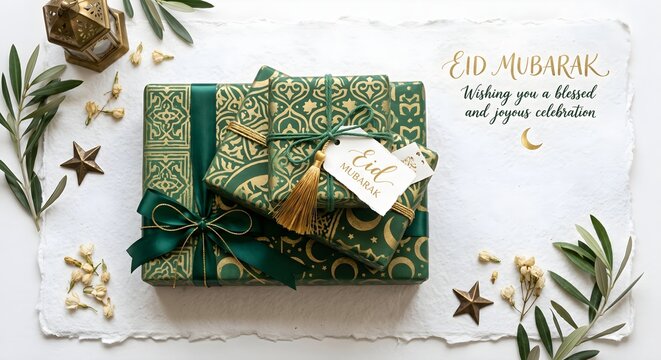 Traditional Green Patterned Eid Gift Boxes