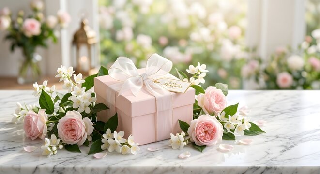 Floral Eid Gift Presentation on Marble Table
