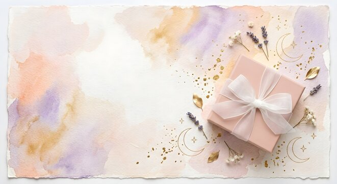 Artistic Pastel Watercolor Eid Gift Background