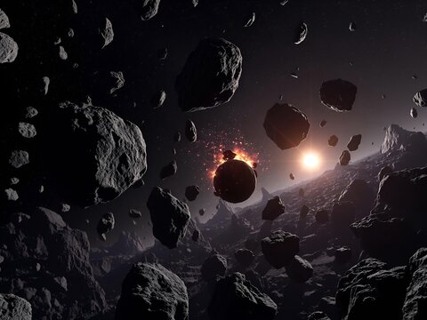 Asteroid Field Collision: A Dramatic Space Rock Impact