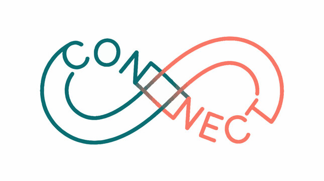 Connect word typography shaped into an infinity loop symbol