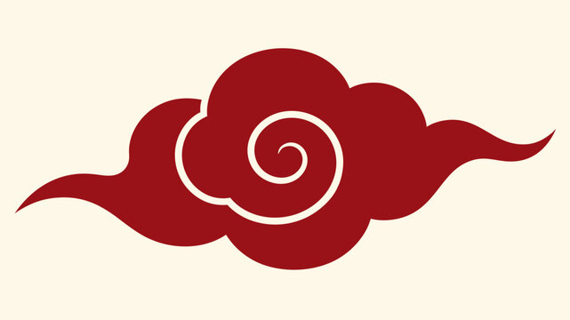 Stylized red Akatsuki cloud with a white outline and central spiral on a neutral background, a recognizable symbol from Japanese anime.