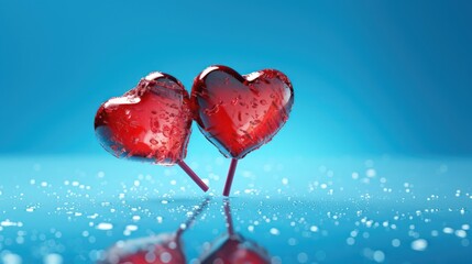 Obraz premium A cool and crystalline celebration of love captured in vibrant red and icy blue.