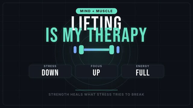 Motivational Gym Typography Animation Lifting Is My Therapy Fitness Graphic