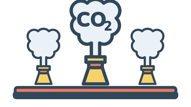 Industrial Factory Chimneys Releasing Carbon Dioxide Smoke Animation