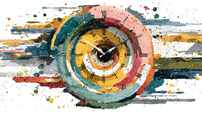 Time loops - Abstract circular timelines, conceptual recurrence, dynamic flowing cycles, visual repetition, minimalistic composition, expressive symbolic temporal iteration.