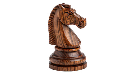 Classic wooden chess knight piece strategy game concept object on transparent background © Anatoli