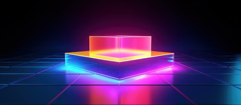Elevate your vision with a futuristic neon pedestal designed for high-tech product displays and synthwave aesthetics.