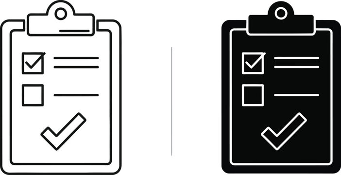 Clipboard checklist icons in black and white