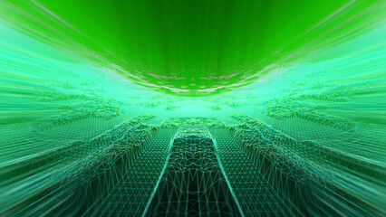 Fototapeta premium abstract green fractal background. Neon Vortex Energy. Futuristic Digital Swirl. Glowing Cyber Spiral 