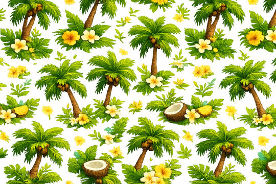 Tropical paradise pattern with palms, tropical paradise, palm tree pattern, seamless tropical design, exotic wallpaper, tropical leaves, island vibes, beach aesthetic, paradise pattern, tropical backg