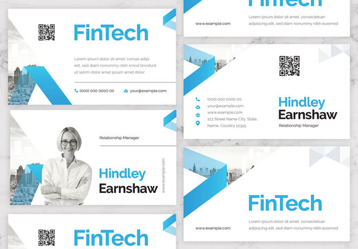 Blue And Black Fintech Business Card