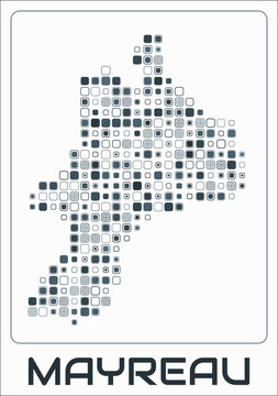 Mayreau digital style map. Large roundedSquare dots on white background. Dotted shape of the island. Mayreau map and title. Stylish vector illustration.