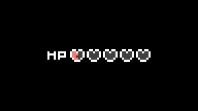 ドット絵のハートのHPライフ増減2種,透過背景, 白
