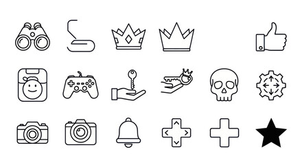 Fototapeta premium Set of Line Icons for Gaming, Business, and Lifestyle - Vector Graphics