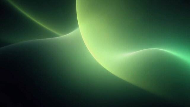Abstract glowing green waves with smooth flowing shapes and futuristic light effects for digital backgrounds