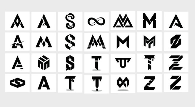 Abstract Letter Logos: A, M, S, T, Z, Infinity Symbol, Geometric Shapes