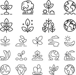 Obraz premium Collection of environmental and nature conservation icons with environment conservation protection