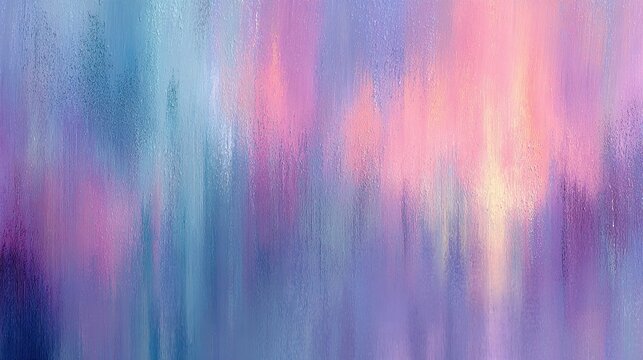 Abstract painterly artwork with blended cool blue, lavender and soft pink tones, vertical and diagonal flowing streaks, smooth color transition design for decorative background and creative projects