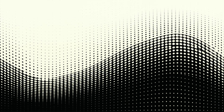 Abstract Black And White Halftone Wave Background With Digital Dot Pattern And Modern Gradient Texture Design