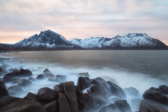 Winter sunset in Ballesvika, Senja, Norway