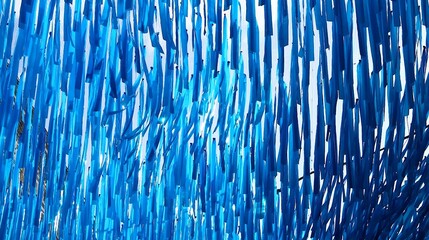 Obraz premium Vibrant Blue Streamers Hanging in a Dense Vertical Pattern