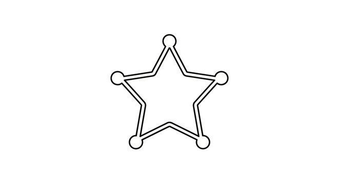A simple black and white outline of a five-pointed star badge, symbolizing authority and law enforcement.