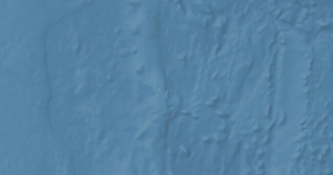 Norfolk Island on Globe. Zoom into the country with Earth spinning on dark background. Physical world map with Norfolk Island and label on it. Country view animation.