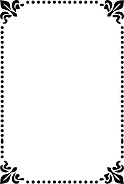 Decorative frame featuring an intricate dotted border with elegant corner flourishes serves as a classic design element for formal stationery.