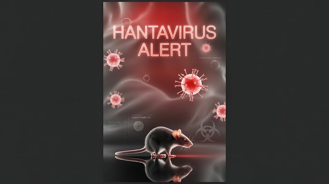 Rat and hantavirus alert with virus particles